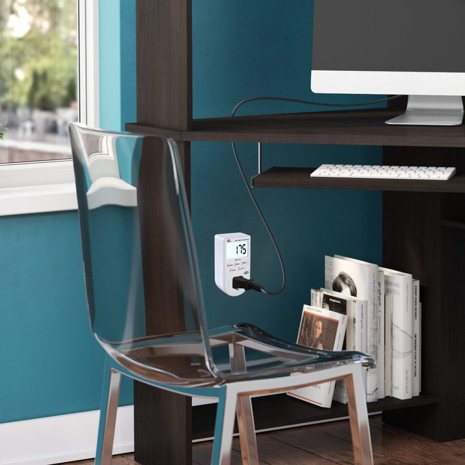 Poniie PN1500 Portable Micro Electricity Usage Monitor Electrical Power Consumption Watt Meter Voltage Amp Tester (110V, 1500W)) - - 