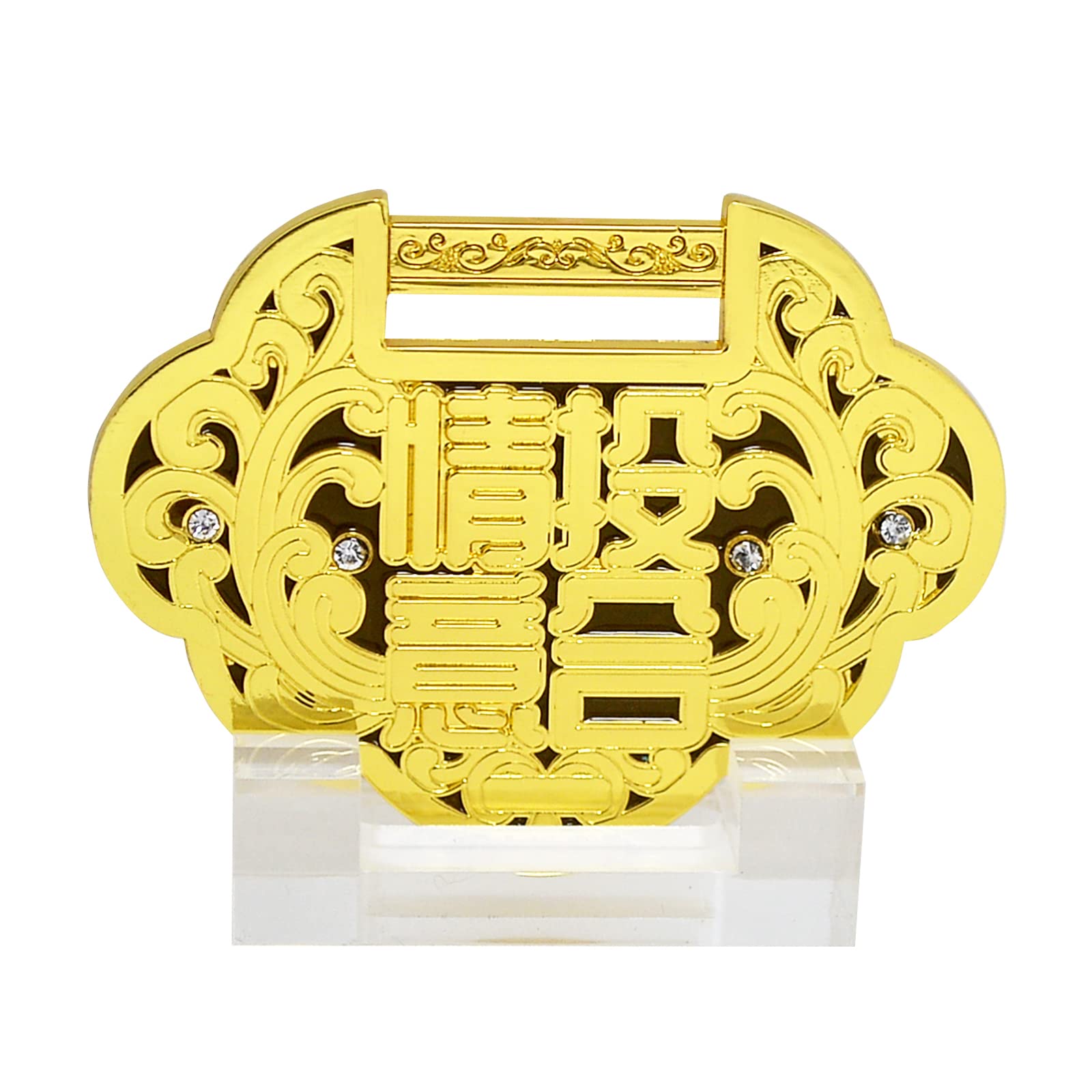 juanxian FengShui Romance Lock Plaque for Good Relationship with Stand and Box W5002