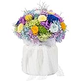 JoyFlower Preserved Flowers Vase for Home Decor, Eternal Flower Vases Ceramic for Centerpieces, Forever Flower Decorations for Party Home Wedding Table Living Room Bedroom, Ceramic Flower Vase Decor