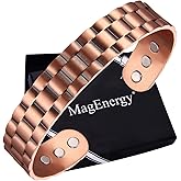 MagEnergy Copper Bracelet for Men, 99.9% Pure Copper Bracelet for Men with 6pcs 3500 Gauss Magnets, Adjustable Bracelets Jewelry Gift