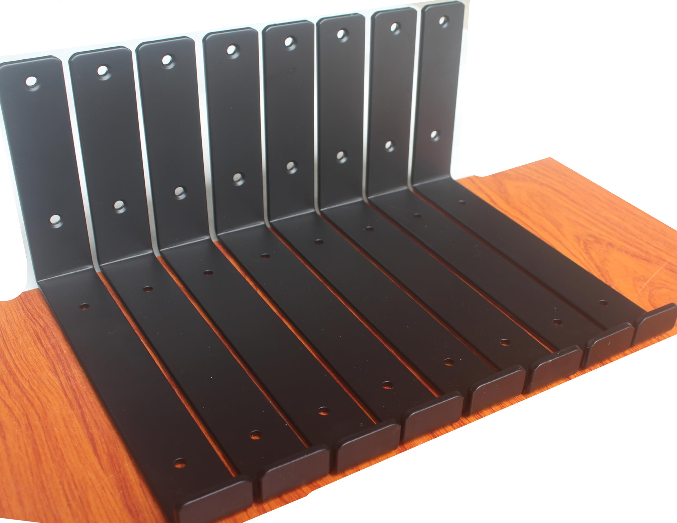View 1 of 10 Pack - 9.25" L x 6" H x 1.5" W J Lip Shelf Brackets Rustic Farmhouse Iron Wall Floating Shelf Bracket Metal Shelf Bracket Industrial Shelf Supports with Screws Black
