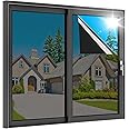 rabbitgoo One Way Window Privacy Film, Window Tint for Home, Reflective Heat Control Sun Blocking Anti UV See Out Not in Glass Door Covering Tinting Film, 17.5 in X 6.5 Feet, Black