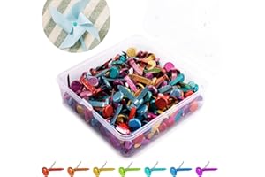OKAMMY 200 Pcs Brads for Paper Fasteners Crafts - Mini Brads Fasteners for DIY Paper Cutting Supplies, Multicolor Metal Fasteners Paper Brads Split Pins for Crafts Art Crafting (0.3" x 0.7")