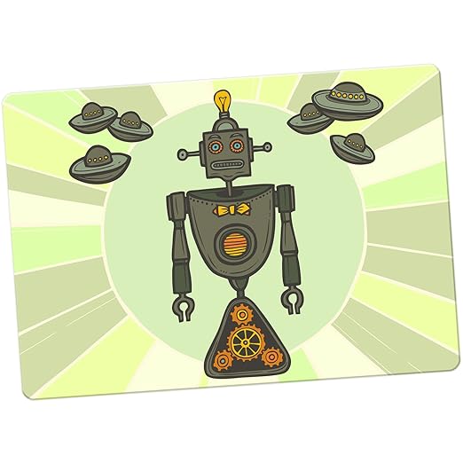 Retro Hipster Robots imán para nevera, Green Lightbulb Hipster ...