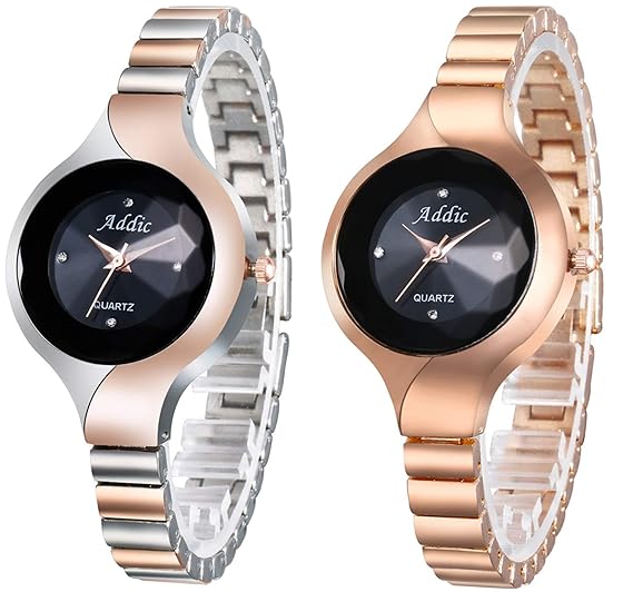Silver and Rosegold Analogue Elegant Women's Watches Combo of 2