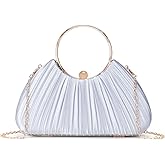 RNIEGA Evening Clutch Purses for Women Satin Pleated Top Handle Clutch Handbag Elegant Crossbody Purse for Wedding, Party