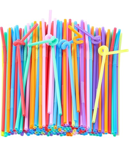 2 Packs Of 80 Count (160 Total) 10" Bendable Party Straws - Neon Colors, Flexible Plastic 3 thumbnail image