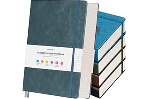OFFIGIFT 5 Pack College Ruled Notebook, 312 Numbered Pages Thick Notebooks Bulk, 100gsm No Bleed Paper Hardcover Leather Journal, Lined Journal Notebook Set for Women Men School Office, A5, Multicolor