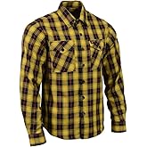 Milwaukee Leather MNG11666 Men's Black and Red with Yellow Long Sleeve Cotton Flannel Shirt