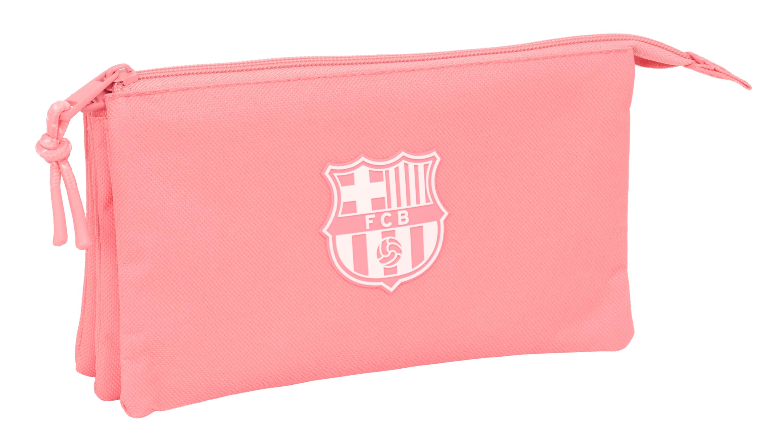Safta F.C.Barcelona Chica – Triple Pencil Case, Children's Pencil Case, Ideal for School Children, Comfortable and Versatile, Quality and Resistance, 22 x 3 x 12 cm, Coral, Coral Garden, Estándar,