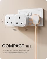 LENCENT Plug Adapter 3 USB Double Wall Socket UK 13A 3250W 5-IN-1 view 5