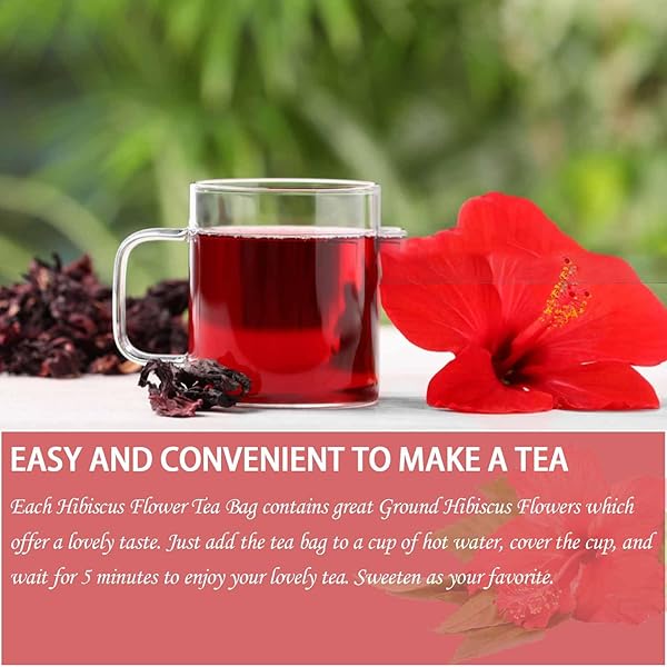 PREMIUM HIBISCUS TEA ORGANIC TEA BAGS, 100% NATURAL, HANDMADE, PURE FROM HIBISCUS FLOWERS, NATURAL & NO ADDITIVES, NO SUGAR/CAFFEINE/GLUTEN, VEGAN. (1)