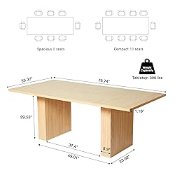 weselon 78 Inch Dining Table for 6 8 10, Modern