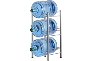 Water Cooler Jug Rack, 5 Gallon Water Jug Holder Water Bottle Storage Rack, 3 Tiers, Silver
