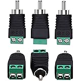 RCA to AV Screw Terminal Adapter, 6pcs RCA Plugs Male, RCA Connector Adapter,Video Speaker Wire connectors Solderless Adapter