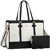 LOVEVOOK Laptop Bag for Women 15.6 inch Canvas Laptop Tote Bag, Large Capacity Work Bag with Clutch Purse, Computer Bag Office Business Briefcase, Casual Handbag for Travel College Teacher School