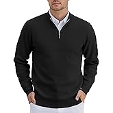 COOFANDY Mens Quarter Zip Pullover Slim Fit Lightweight Knit Pullover Sweaters Casual Polo Sweater
