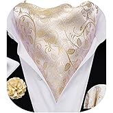 Barry.Wang Men's Ascot Paisley Floral Cravats Tie Lapel Pin Pocket Square Cufflinks 4PC Wedding Business Party Casual for Men