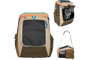Travel Cat Backpack Carrier - The Navigator Convertible Pet Carrier Backpack - Cat Carrier Backpack with Fully Ventilated Mes