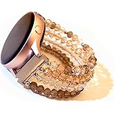 FAVZCBVIN 20mm Handmade Beaded Bracelet for Samsung Galaxy Watch 7 6 4 40mm 44 Bands/Galaxy Watch 5/Active 2 40 44/Watch 4 Classic 42 46mm Band Women, Elastic Beaded Bracelet for Galaxy Watch 5 Pro 45mm