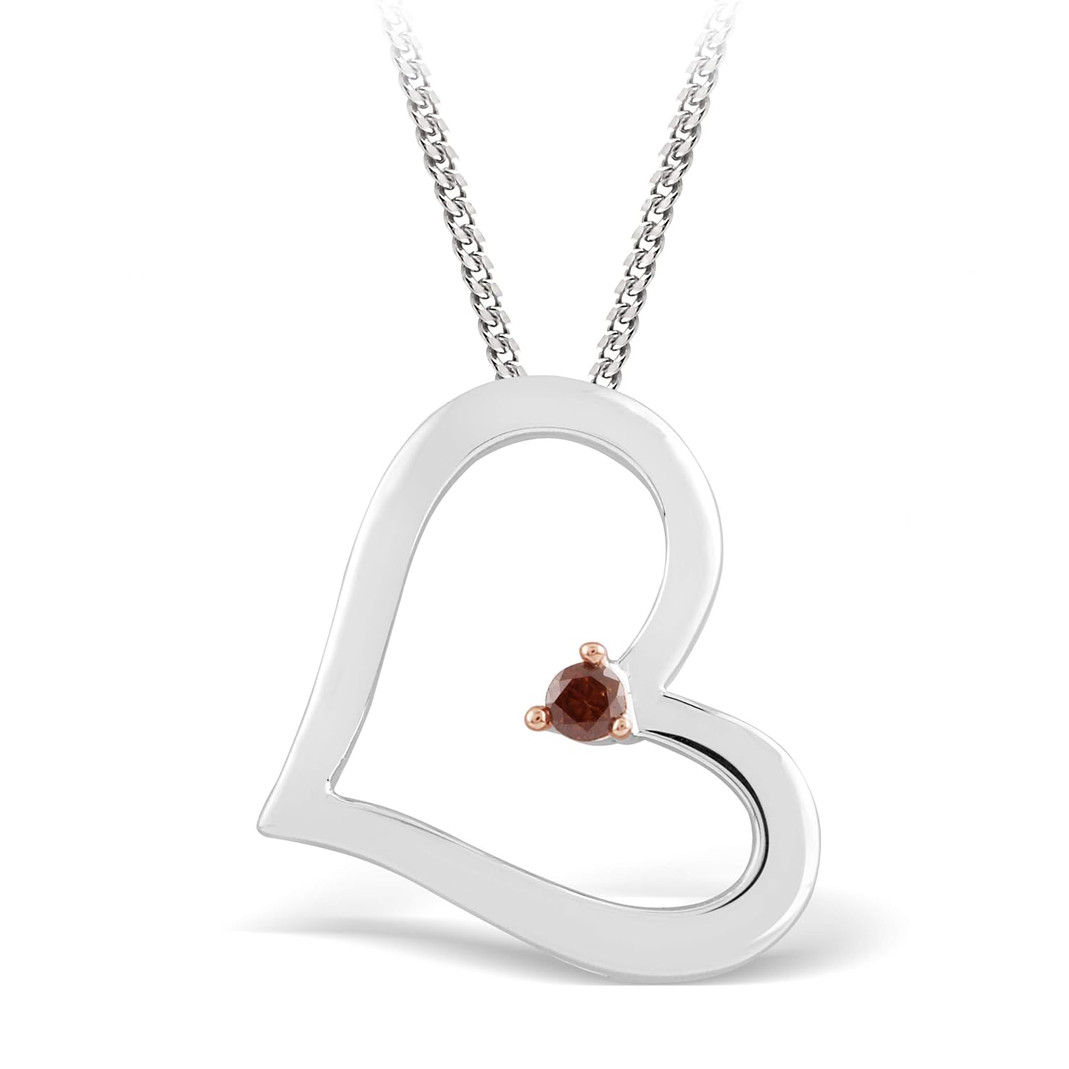 Girls Red Diamond Heart Pendant in 