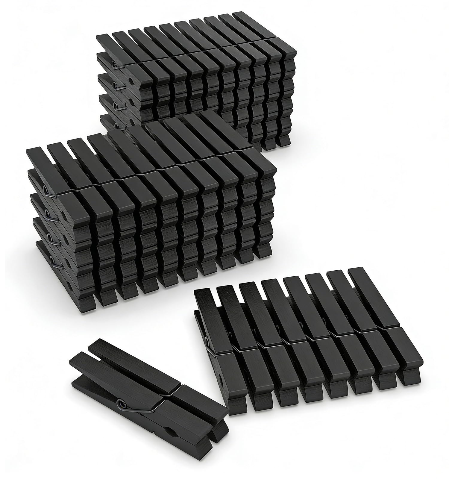 Photo 1 of 100 Pack Wooden Clothespins for Crafts, Colored Clothes Pins for Hanging Pictures Clothing Classroom, 2.9 Inch, Black