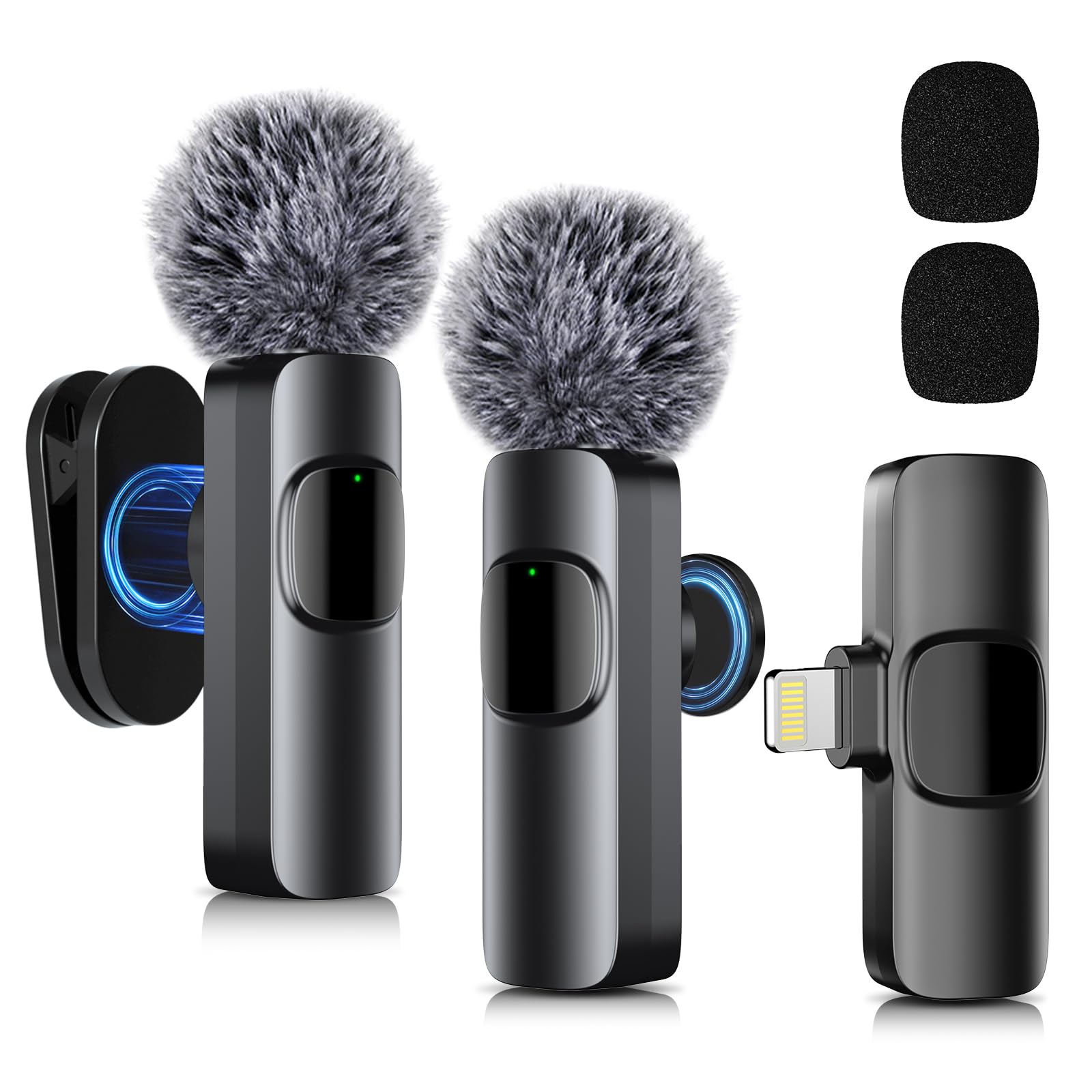 SOOOEC Upgraded Wireless Lavalier Microphones for iPhone and iPad - Mini Microphones for Video Recording, Live Streaming, Interviews, YouTube, TikTok, Vlogging, and ASMR (for iPhone 14 and Below)