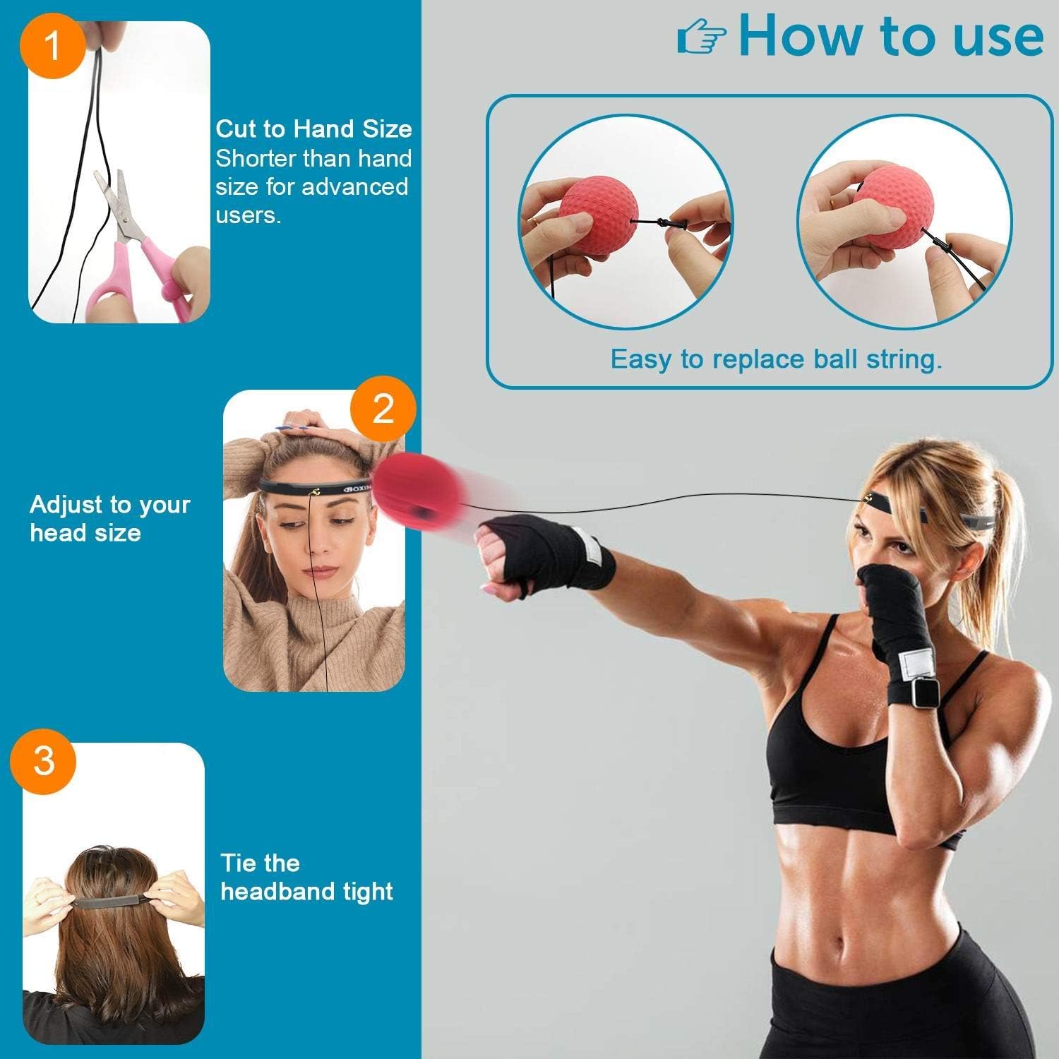 Boxing Ball, Combat Ball with Headband, Boxing Ball for Speed Training ...