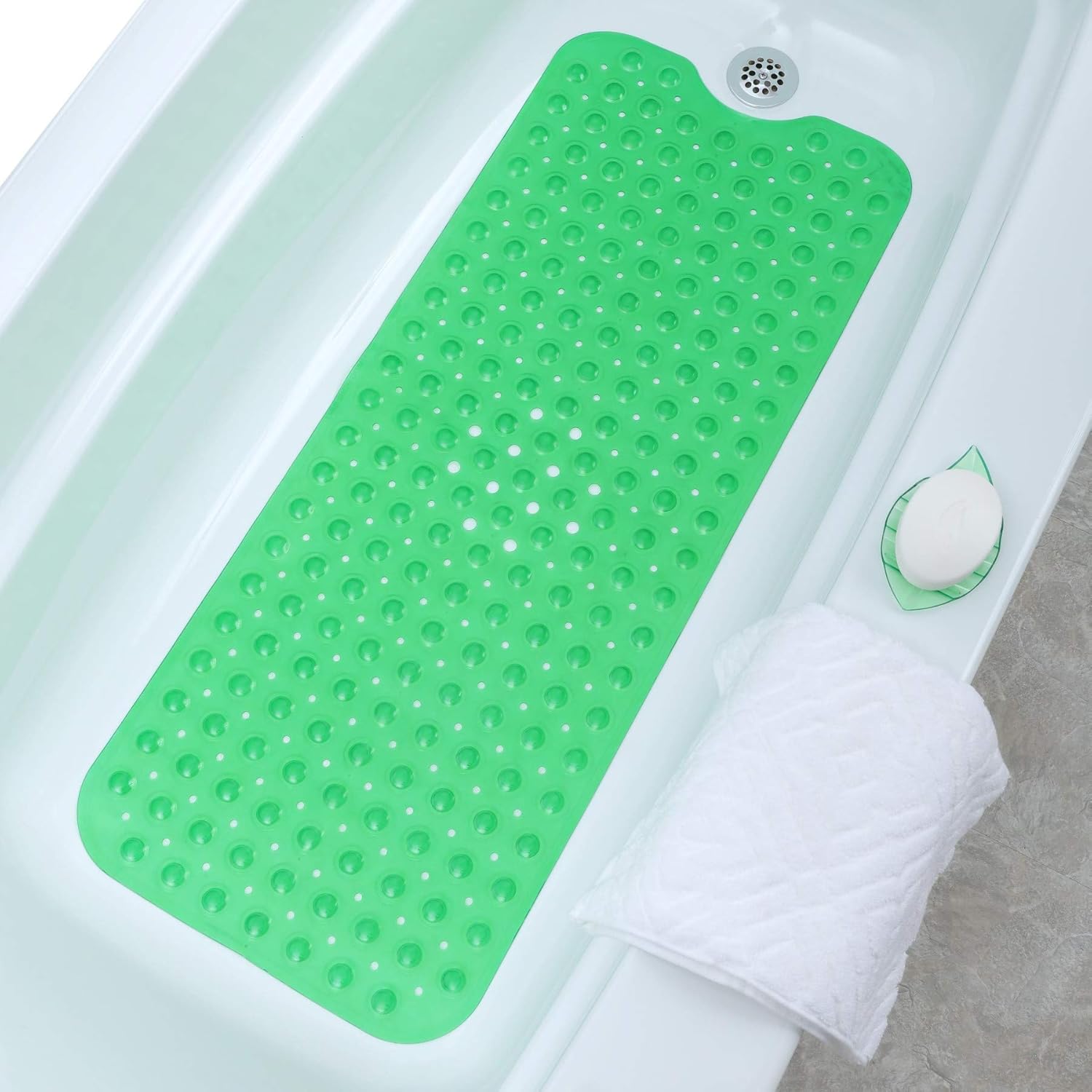 SlipX Solutions Green Extra Long Bath Mat Adds NonSlip Traction to