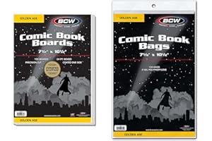 BCW Golden Age Comic Bags and Backing Boards - 100 Ct | Comic Book Bags and Boards for Golden Age Comics | Acid-Free Sleeves & Boards | Comic Book Collecting Supplies