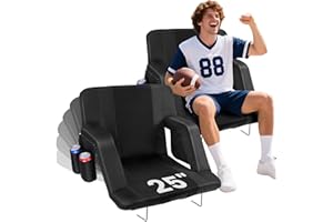 JTSIOV Stadium Seats with Back Support, 25" Extra Wide Bleacher Chairs with Back and Cushion, 3D Mesh Stitching Stadium Chair, 6 Reclining Positions Bleacher Seats for Sports Events
