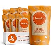 Brodo Organic Chicken Bone Broth, Keto, No Preservatives (6x 8.3 oz) | Organic Bone Broth with Collagen, Protein Soup &amp; Sipping Broth for Healthy Meal Prep, Soups and Bone Broth Packets