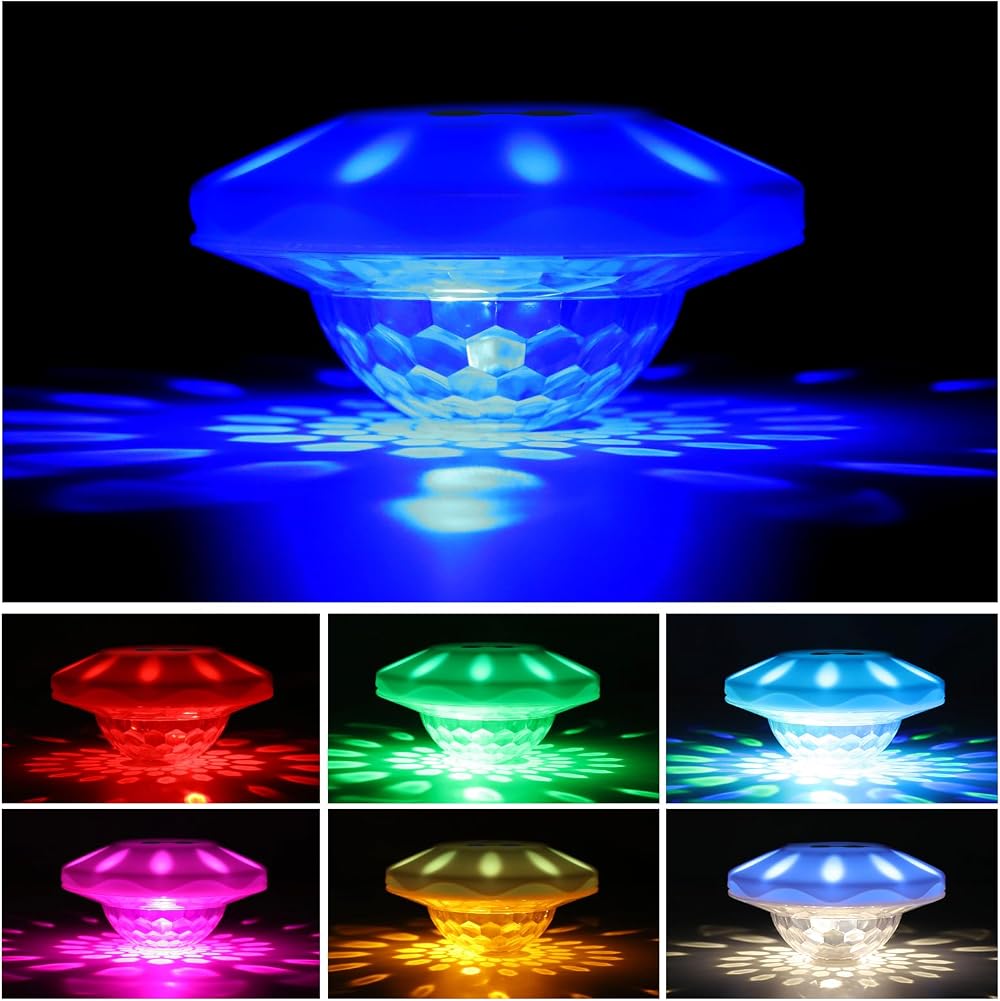 TEPENAR Rechargeable Floating Pool Light IP68 7 Colors Remote USB Charging