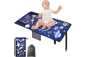 QSCFKL Airplane Seat Extender for Kids, Toddler Airplane Bed with Side Pocket for Baby Airplane Travel Essentials Portable Travel Bed for Flying Flight (Blue Airplane Seat Extender 1 Pack)