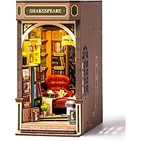 Rolife Book Nook Kit 3D Wooden Puzzle for Adults 8.6" Vintage Bookstore House Miniature Kit with LED Decorative Bookends Wood