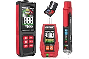 MESTEK Electric Tester Kit with Moisture Meter, GFCI Outlet Receptacle Tester, Non-Contact Voltage Tester, Home Inspector Tool Kit with Carrying Case