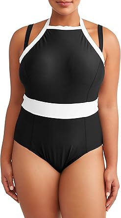 black one piece with white trim