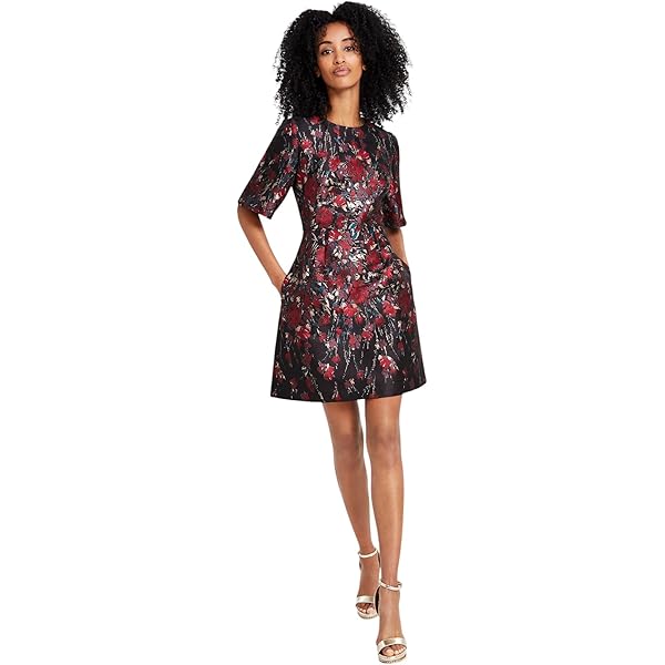 Vince Camuto Jacquard Cap Sleeve Fit and Flare Pink 12 at Amazon Women's Clothing store Vince Camuto Jacquard Cap Sleeve Fit and Flare Pink 12 at Amazon Women's Clothing store