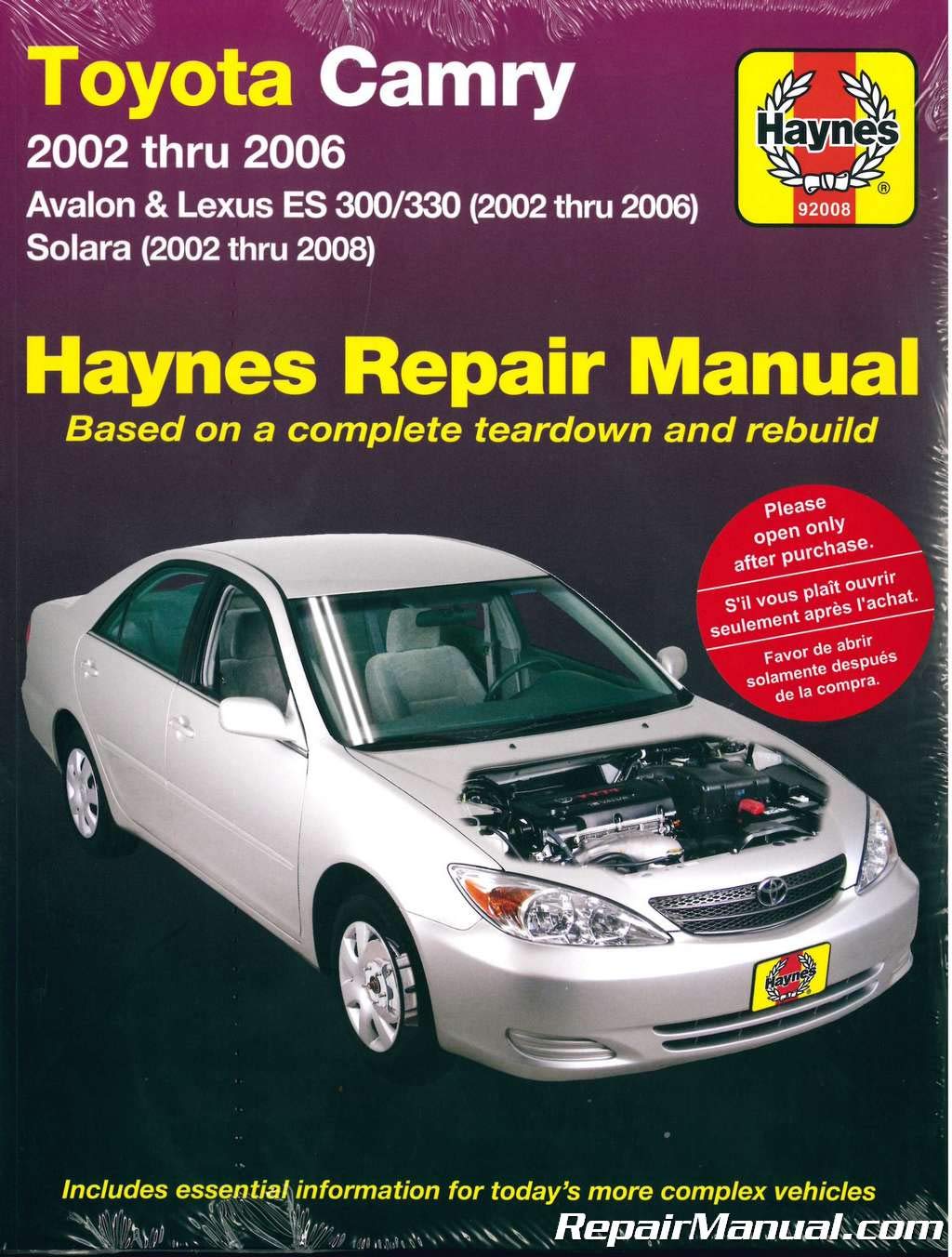 H92008 Haynes Toyota 2002-2006 Camry Avalon Lexus ES300 330 and Solara  2002-2008 Auto Repair Manual Paperback – 2004