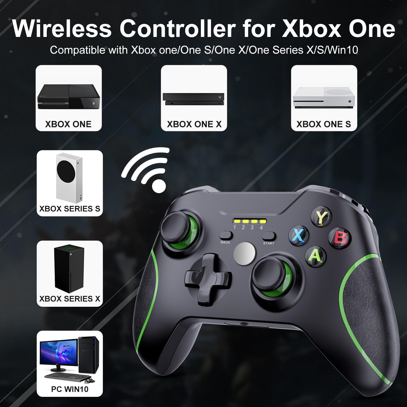 Xbox One Controller,2.4GHz Wireless Xbox Controller with 3.5mm Headphone Audio Jack Xbox Controller for Xbox One X/S Xbox Series X/S,Black