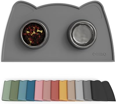 OHMO Silicone Cat & Dog Food Mat, Waterproof Non-Slip 46x25 cm Dark Grey