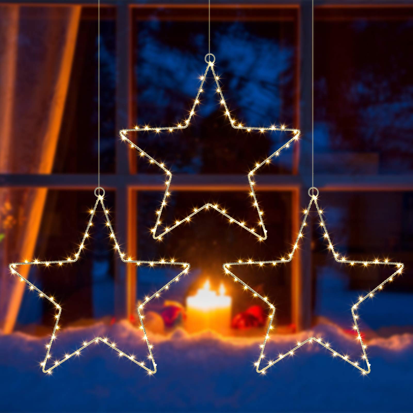 Litake Christmas Star Lights (Warm White 3Pcs)