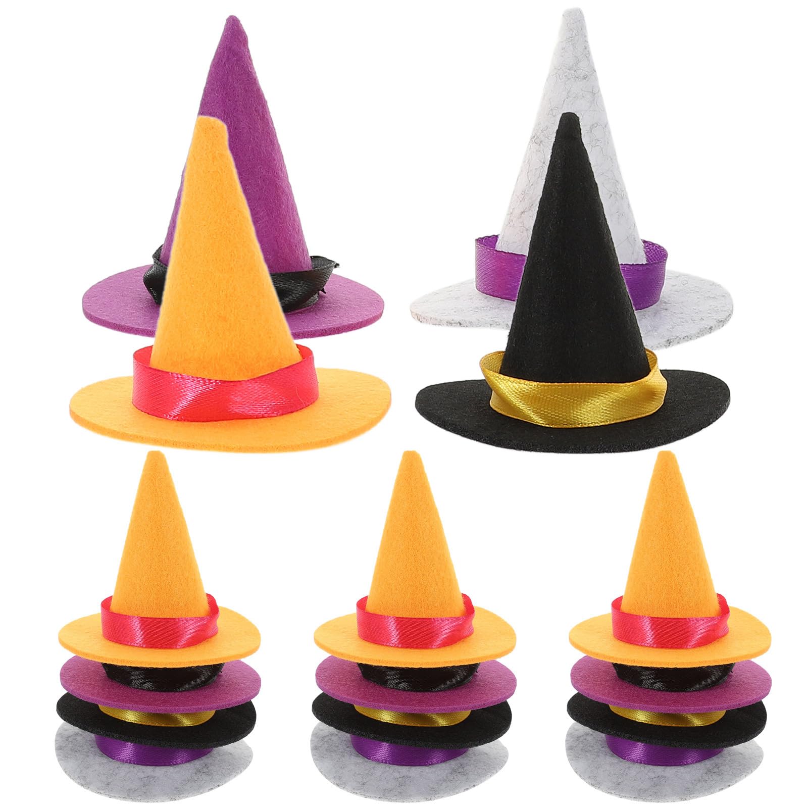 OHPHCALL 20Pcs Mini Witch Hats for Halloween Party Decorations Small Felt Witch Hats for Wine Bottles Diy Crafts and Cake Decor 2.6 Inch