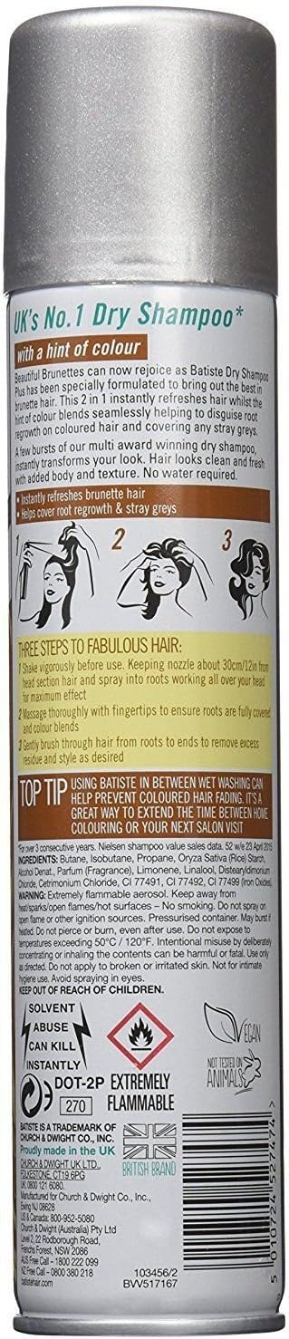 Batiste Dry Shampoo Beautiful Brunette with a hint of colour for colour for brunette hair Fresh Hair For All Hair Types 3 Pack 2+1 (3 x 200 ml) - Image 3