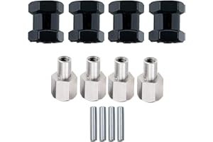 HOPLEX 12mm Wheel Hex Hub with 15mm Offset Extension 4Pcs Hex Drive Adaptor for 1/10 RC Crawler Axial Scx10 D90 Repairing and Upgrading