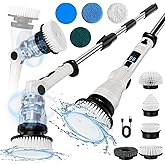 Electric Spin Scrubber, Electric Cleaning Brush, Digital Shower Scrubber with Language Prompt Function,6 Ajustable Angles Len