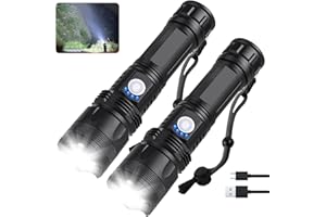 MILAOSHU Rechargeable Flashlights 990,000 High Lumens - 2 Pack, Super Bright LED Flash Light with 5 Modes, 12 Hour Brightest Waterproof Handheld Flashlight for Home, Camping