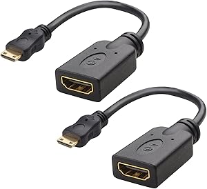 Cable Matters 2-Pack Mini HDMI to HDMI Adapter (HDMI to Mini HDMI Adapter) 6 Inches with 4K and HDR Support