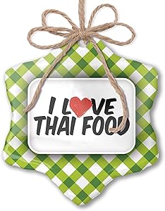 NEONBLOND Christmas Ornament I Love Thai Food Green Plaid
