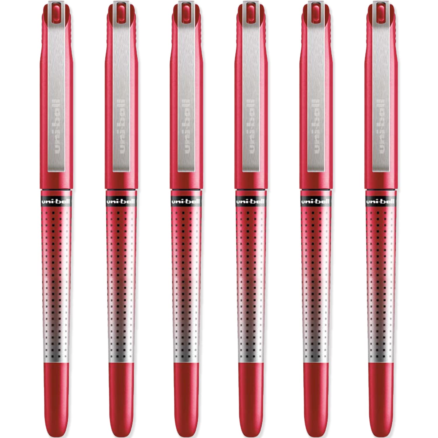 uni-ball Eye Needle UB-185S Rollerball Pen - 0.5mm Needle Point Nib - Red Ink - Pack of 6
